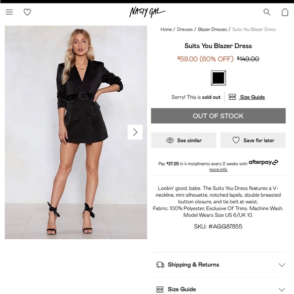 Nasty Gal Blazer Dress - S - Picture 2 of 4